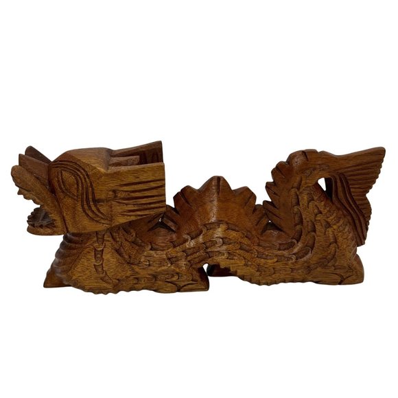 Wood Dragon Figure - Hand Carved - 12.25" x  5.25" - - Picture 1 of 10